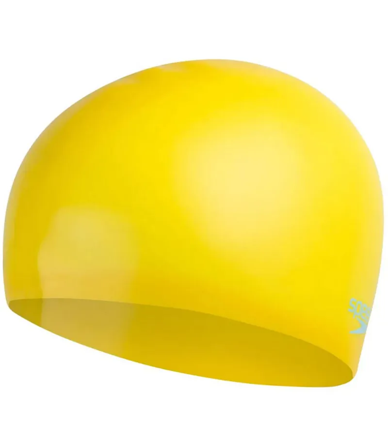 Speedo Plain Moulded Silicone Cap Junior Yellow-1